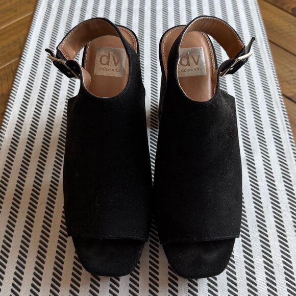 DOLCE VITA BLACK SUEDE PEPPER PLATFORM SANDAL SIZE W 9 - Picture 2 of 7